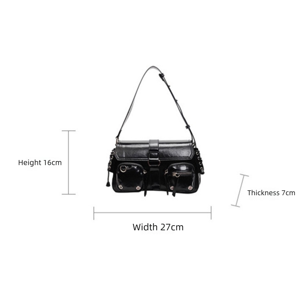 Borsa a tracolla da motocicletta con tracolla, modello baguette sottobraccio, trendy e cool, da donna, 2024, nuova nicchia di design_voghion.com