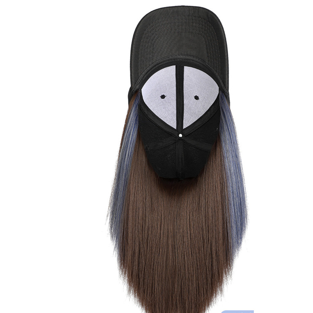 Pruik met baseballcap synthetisch haar voor dames mode stijl_voghion.com