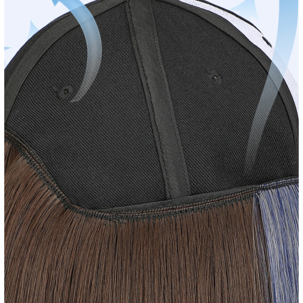 Pruik met baseballcap synthetisch haar voor dames mode stijl_voghion.com