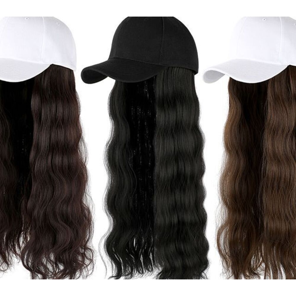 Women's Wig With Hat, Fashionable New Natural Duckbill Integrated Cap, Water Wave Long Curly Hair, In Stock, Versatile_voghion.com