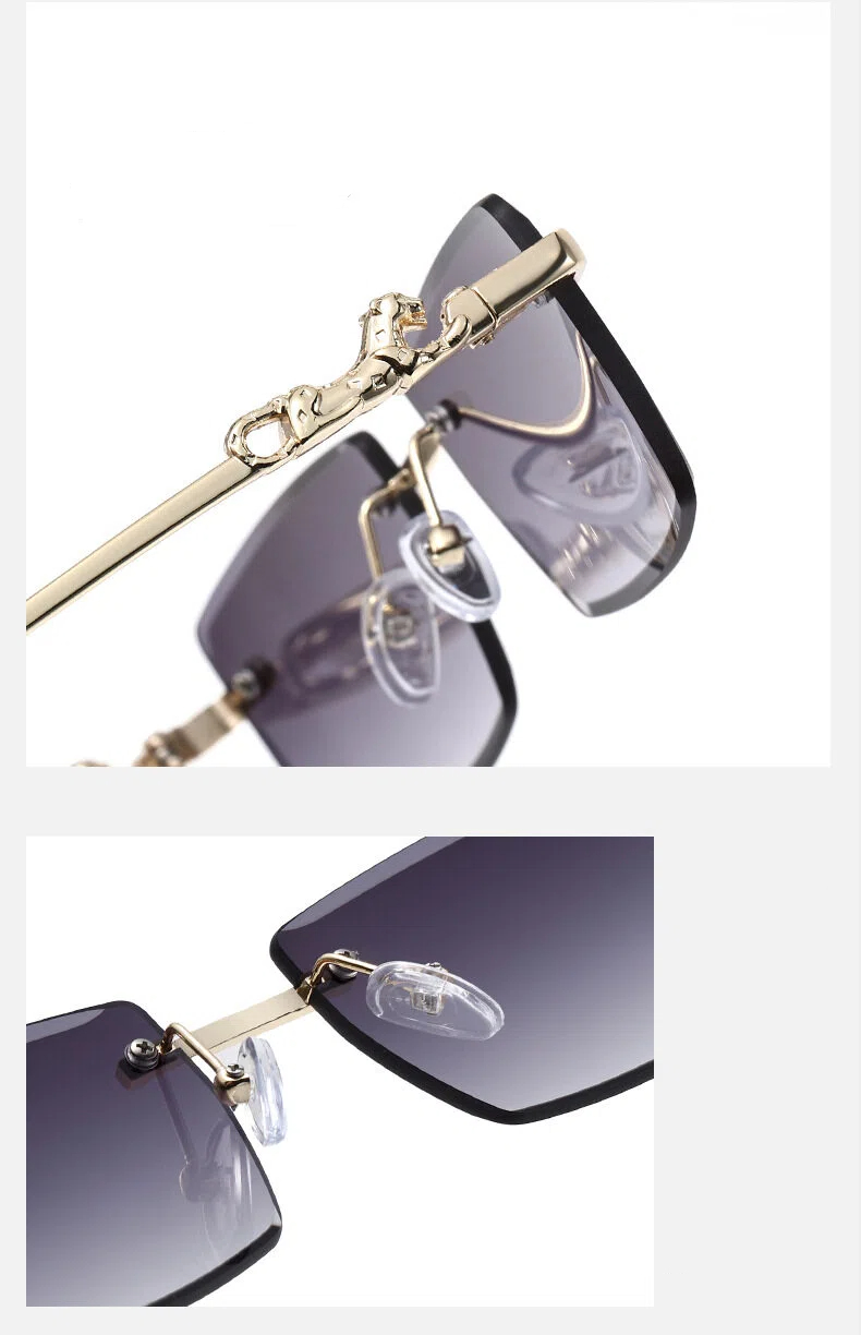 Rimless Rectangle Sunglasses For Men And Women Uv400 Protection_voghion.com