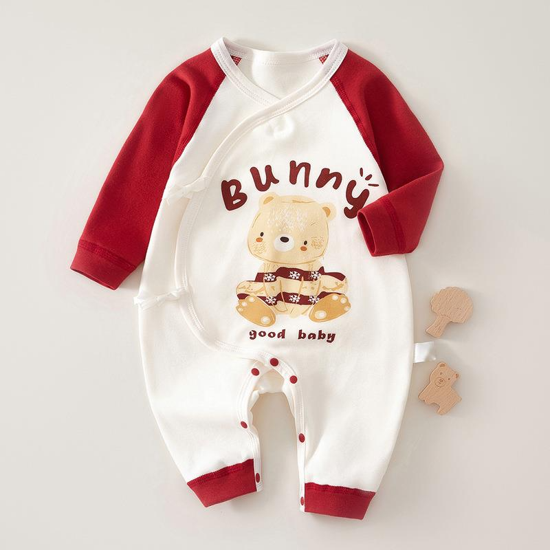 Neugeborenen-Klasse A Reine Baumwolle, 0-3 Monate alt, Herbstfarben-Block-Schmetterlingskleidung für Männer und Frauen, Baby-Overall_voghion.com