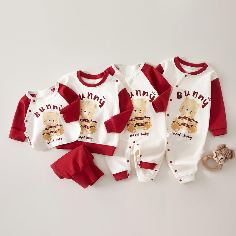 Neugeborenen-Klasse A Reine Baumwolle, 0-3 Monate alt, Herbstfarben-Block-Schmetterlingskleidung für Männer und Frauen, Baby-Overall_voghion.com