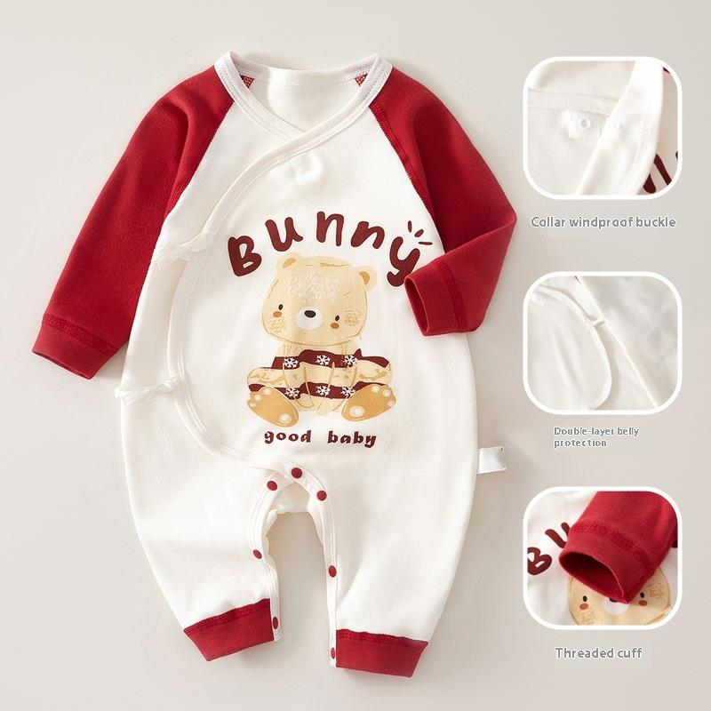 Neugeborenen-Klasse A Reine Baumwolle, 0-3 Monate alt, Herbstfarben-Block-Schmetterlingskleidung für Männer und Frauen, Baby-Overall_voghion.com