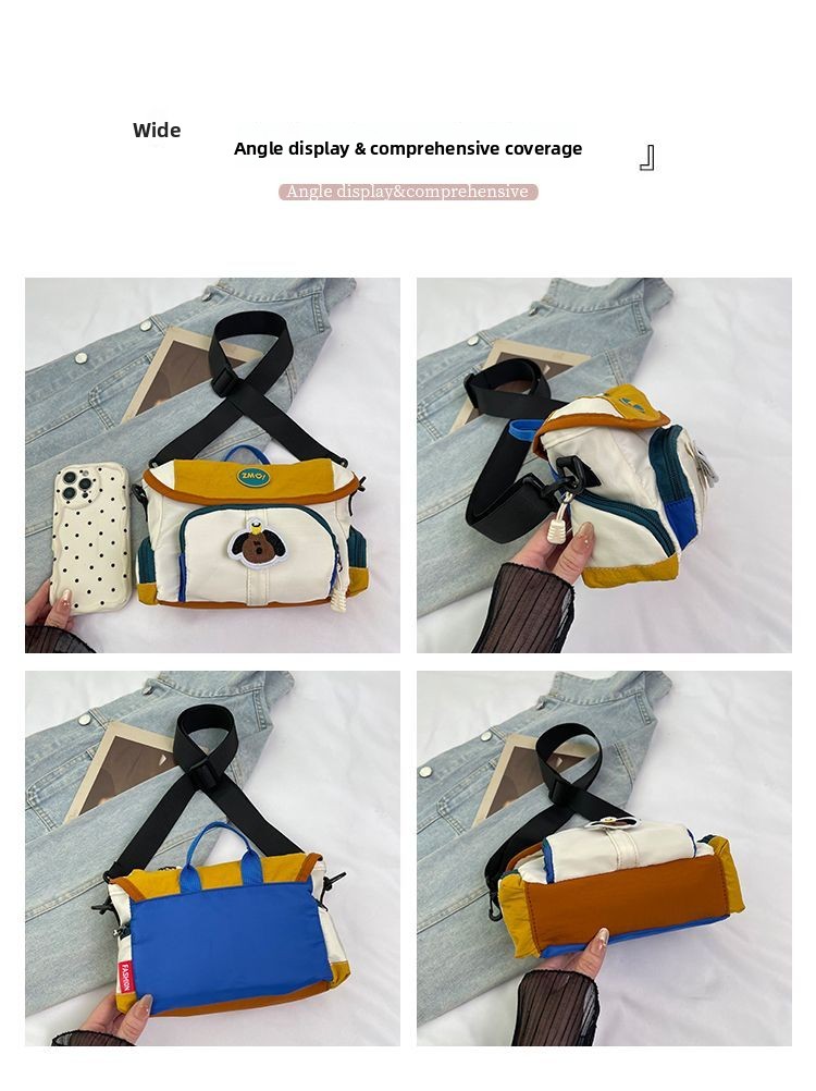 Borsa a tracolla a contrasto donna borsa a mano multifunzionale_voghion.com