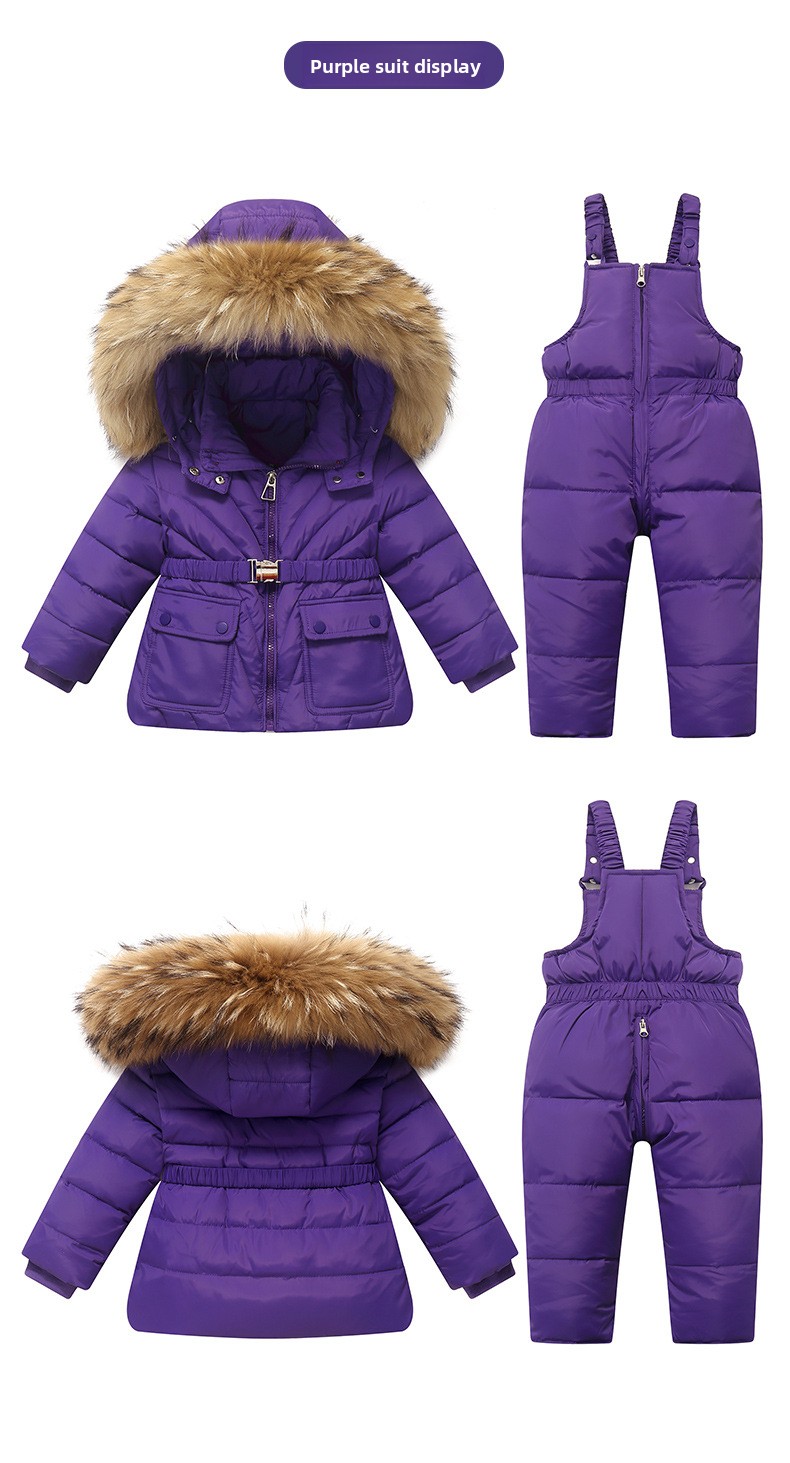 2025 Children's Down Jacket Infant Toddler 1-5 Years Old Boys And Girls New Winter Two-Piece Set Top + Overalls_voghion.com