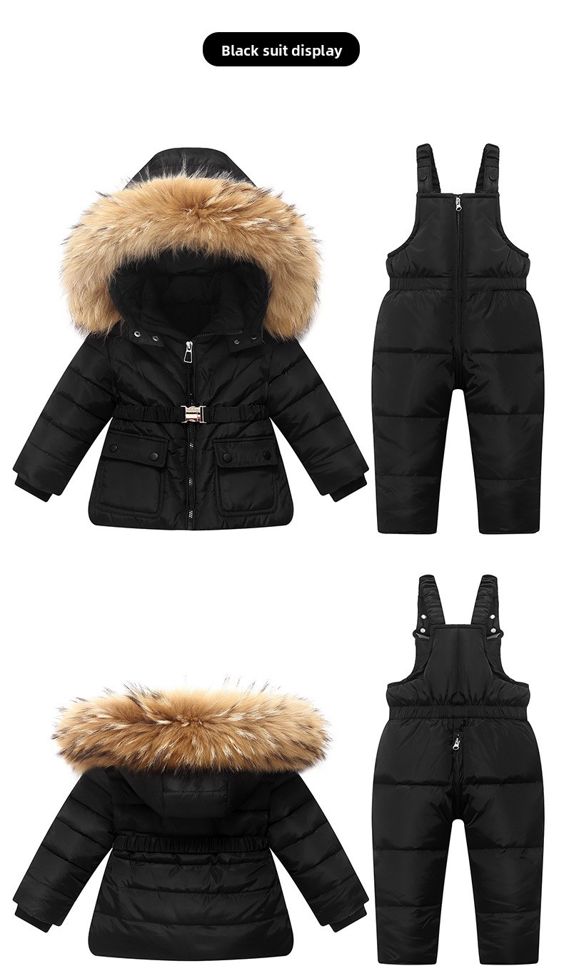 2025 Children's Down Jacket Infant Toddler 1-5 Years Old Boys And Girls New Winter Two-Piece Set Top + Overalls_voghion.com