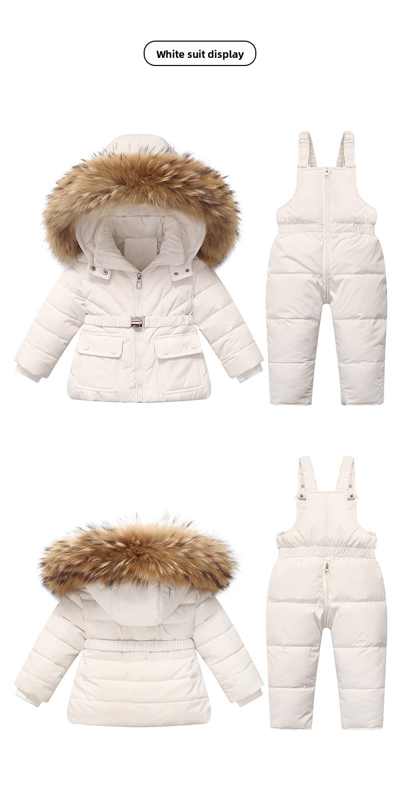 2025 Children's Down Jacket Infant Toddler 1-5 Years Old Boys And Girls New Winter Two-Piece Set Top + Overalls_voghion.com