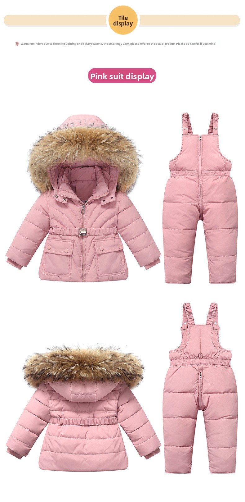 2025 Children's Down Jacket Infant Toddler 1-5 Years Old Boys And Girls New Winter Two-Piece Set Top + Overalls_voghion.com