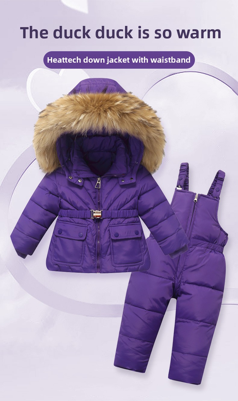 2025 Children's Down Jacket Infant Toddler 1-5 Years Old Boys And Girls New Winter Two-Piece Set Top + Overalls_voghion.com
