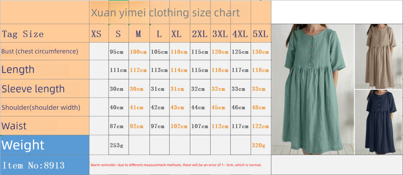2026 Spring/Summer European And American . Independent Site Cotton Linen Round Neck Loose Casual Solid Color_ecoleips.com