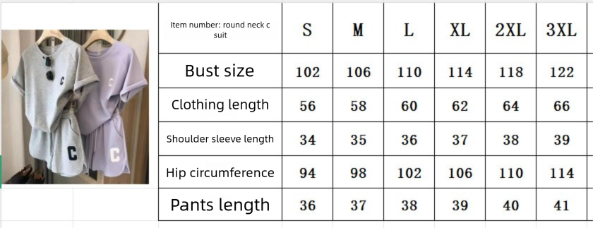 Korean Style Women's Summer Loose Short Sleeve T-Shirt Shorts Sports Printed Letter Casual Two-Piece Set_ecoleips.com