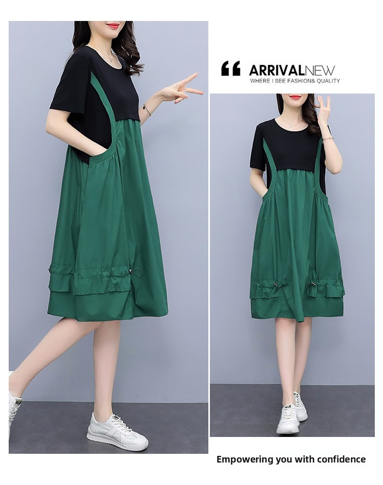 Damen Midikleid A-linie Trägerkleid Als Modisches Zweiteiler Set_voghion.com