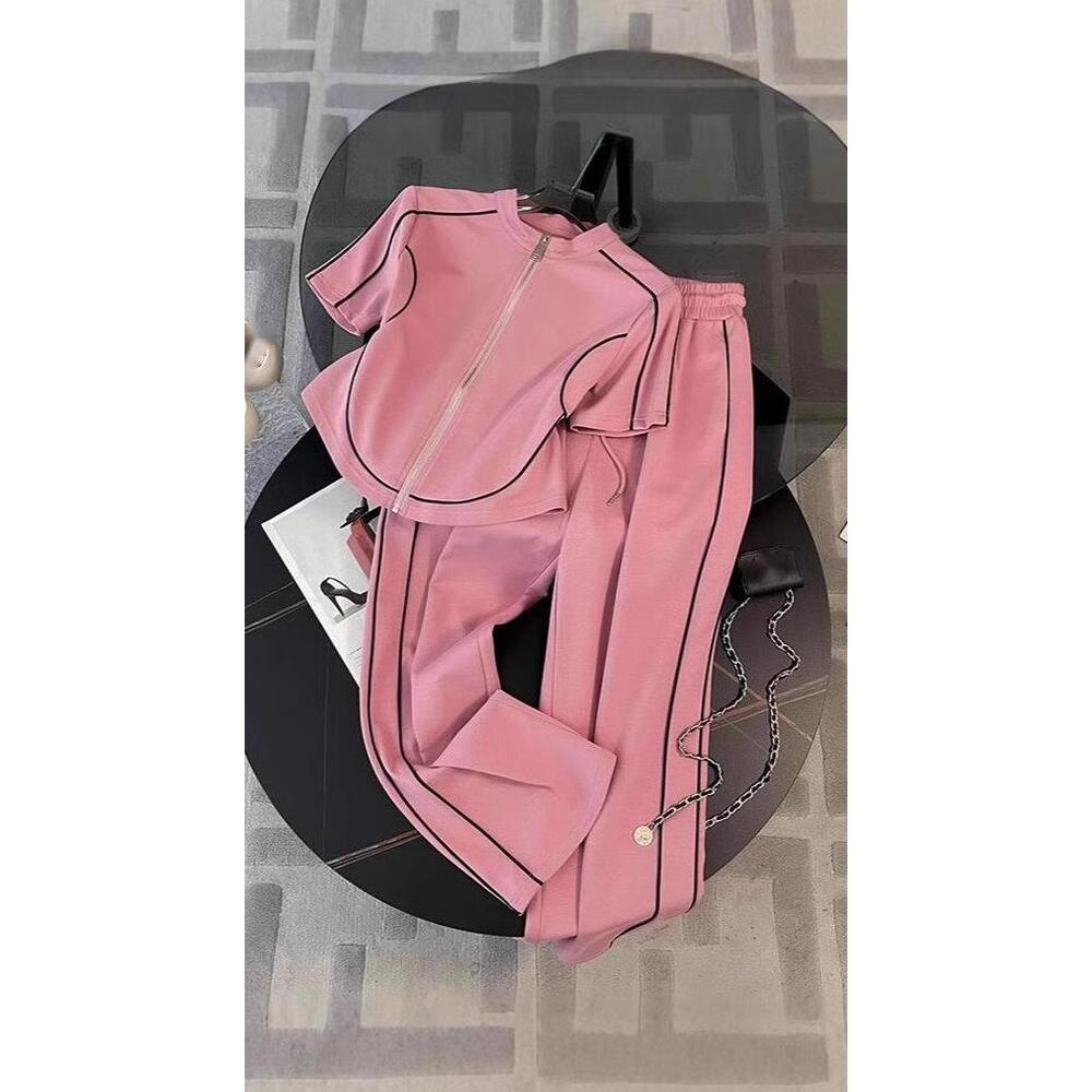 European Style Streetwear Sports Suit For Women Summer 2025 New Fashionable Youthful Korean Version Casual Wide-Leg_ecoleips.com