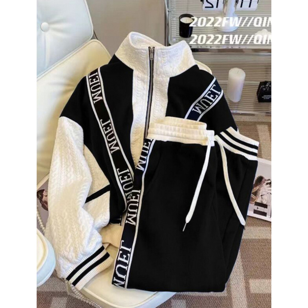 Elegant Casual Ins-style Women's Spring New Large-size Loose Stylish Sweatshirt Two-piece Sports Set_ecoleips.com