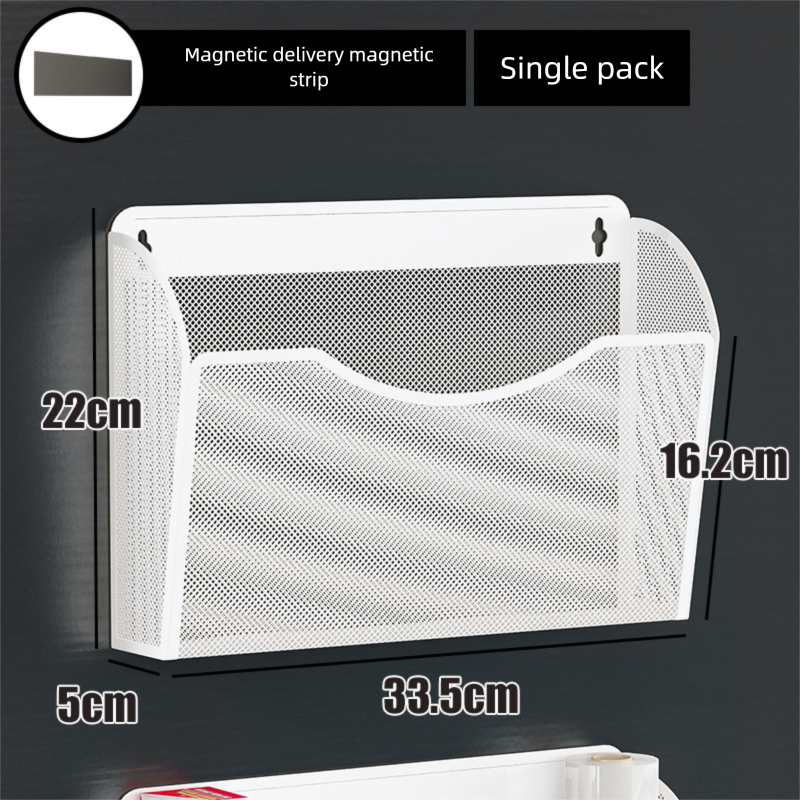 Organizador lateral para geladeira com suporte magnético, ideal para guardar temperos, sacos plásticos e diversos utensílios. Não requer furação._voghion.com