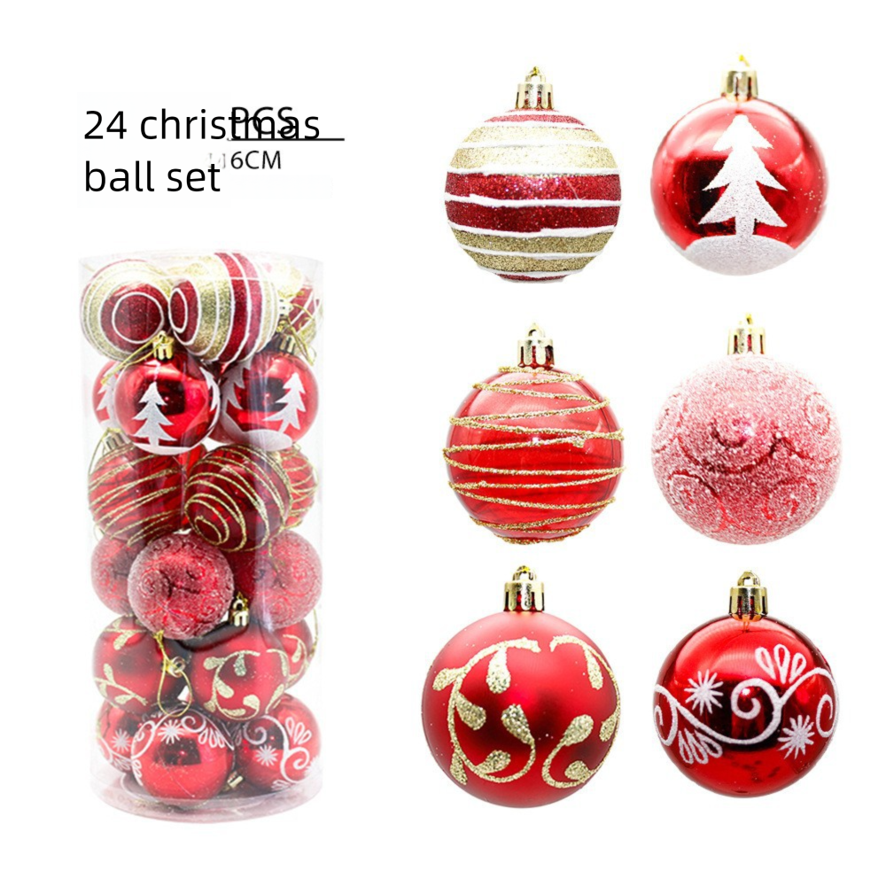 Christmas Decoration 6cm 24pcs PVC Bucket Colored Christmas Ball Set_voghion.com