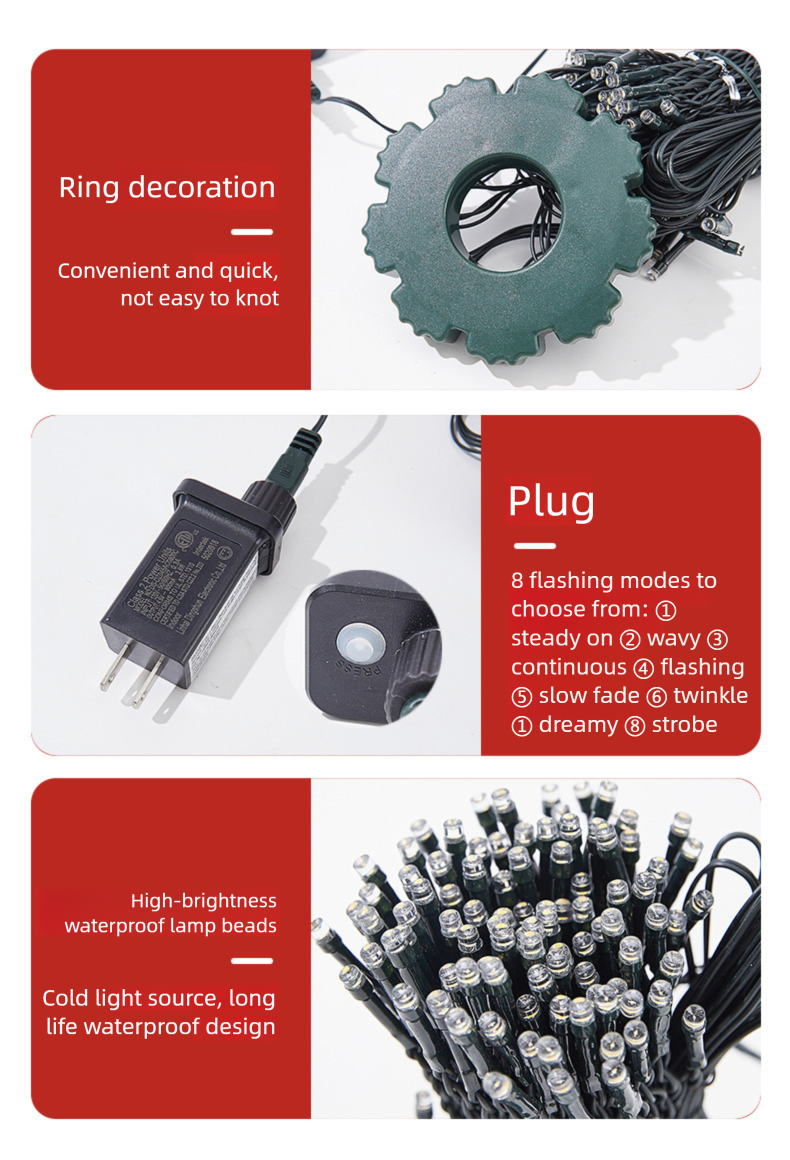 Luce circolare a LED di alta qualità per la cima dell'albero di Natale, luce a LED a bassa tensione con pentagramma, cascata, albero sospeso, stringa di luci a LED_voghion.com