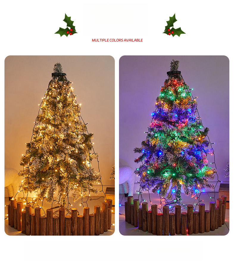 Luce circolare a LED di alta qualità per la cima dell'albero di Natale, luce a LED a bassa tensione con pentagramma, cascata, albero sospeso, stringa di luci a LED_voghion.com