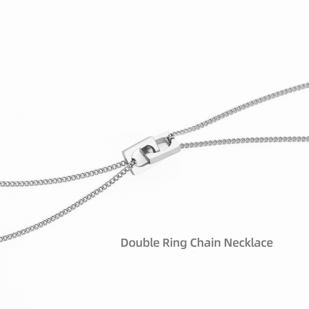 Collier double couche minimaliste en acier titane maillon_voghion.com