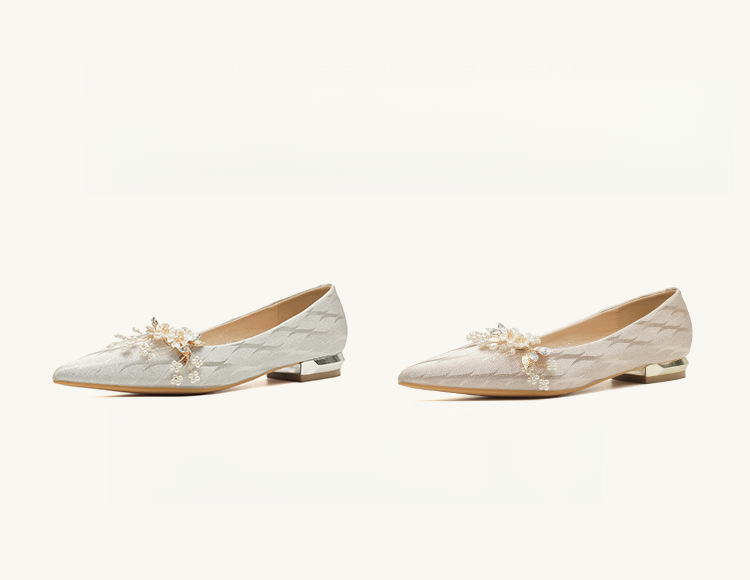 Mode Einfache Bankett Spitzschuh Flache Damenschuhe_voghion.com