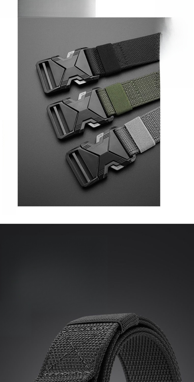 Nylon Automatic Buckle Belt, Outdoor Workwear, Tactical Pants, Military Training Belt, Men's_voghion.com