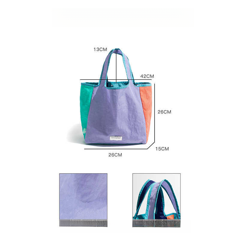 Borsa a mano in tela Dopamine 2025 Nuova borsa a tracolla pieghevole colorblocking_voghion.com