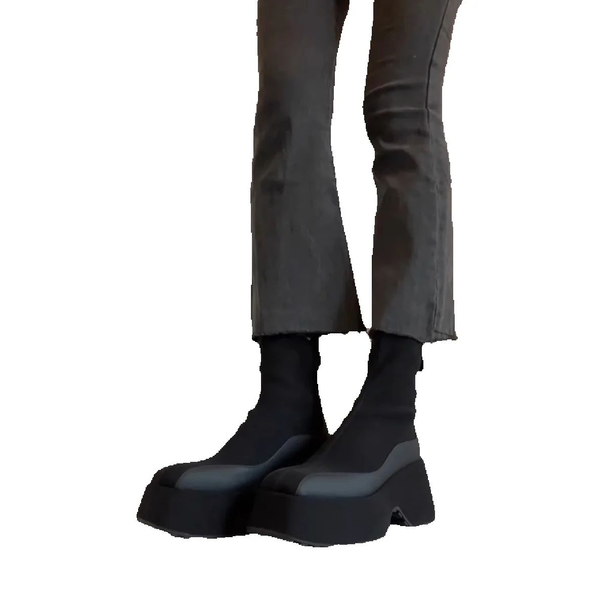 Thick-soled, Height-increasing, Elastic, Form-fitting, Back Zipper Socks For Women. 2025 Fall/Winter New Style. Small Size Black Short Boots._voghion.com