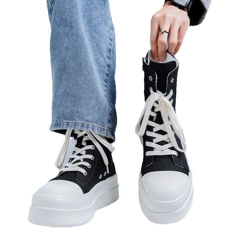 Chaussures pour hommes, baskets de niche, nouvelles baskets montantes à semelle épaisse et tendance de style américain, tendance pour couple, automne-hiver 2025._voghion.com