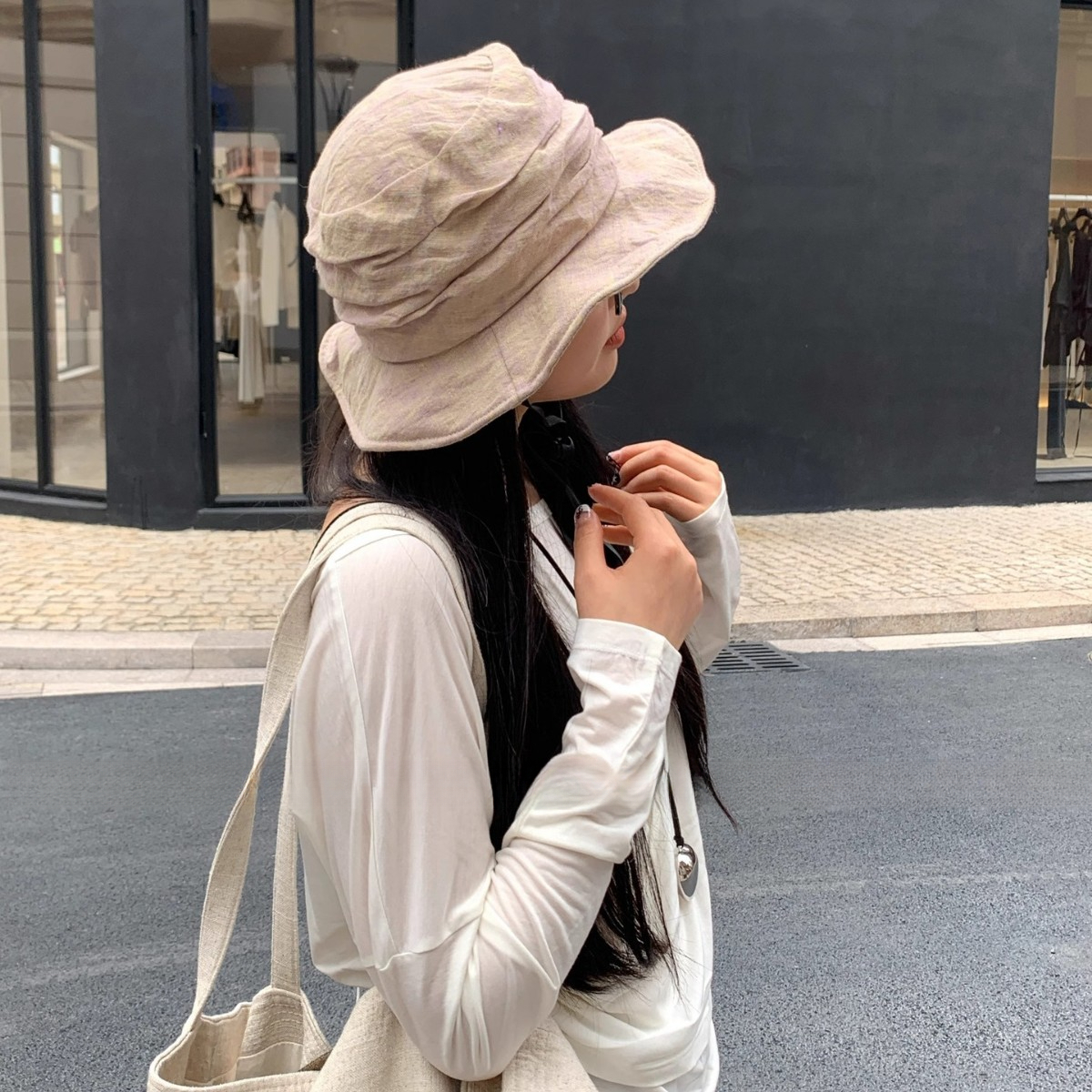 Multi-layered Pleated Fisherman-style Women's Sun Hat Made Of Cotton And Linen, Designed For Hiking. Multifunctional Design._voghion.com