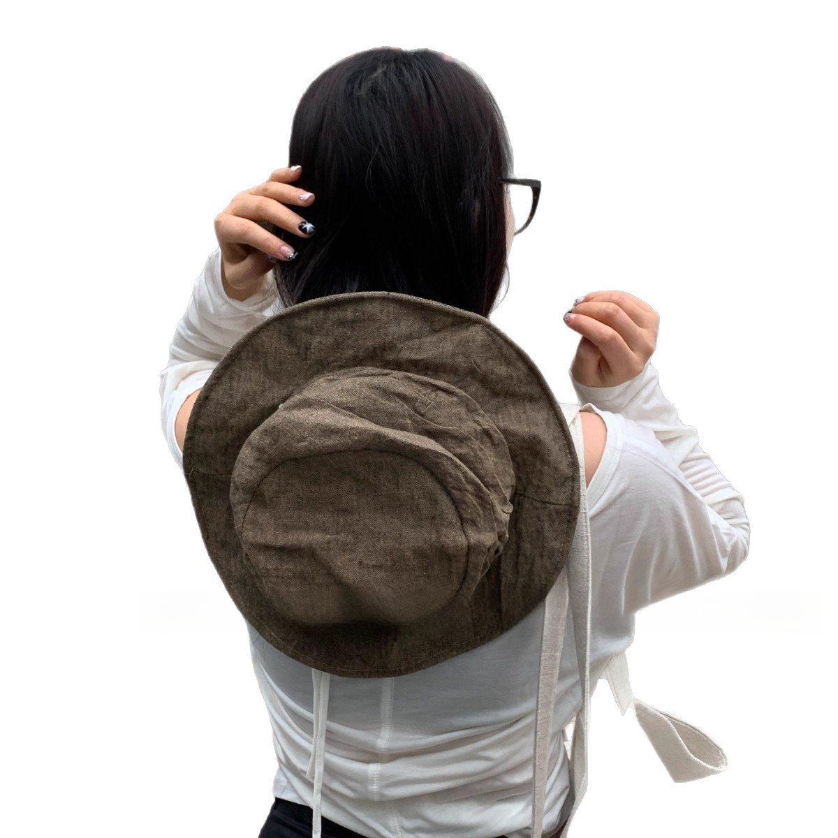 Multi-layered Pleated Fisherman-style Women's Sun Hat Made Of Cotton And Linen, Designed For Hiking. Multifunctional Design._voghion.com