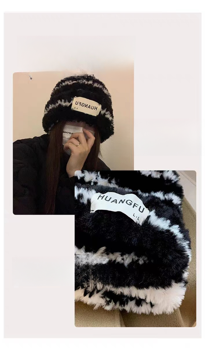 Cappello invernale caldo in lana a righe da donna, antivento, per autunno/inverno, snellente, alla moda e versatile_voghion.com