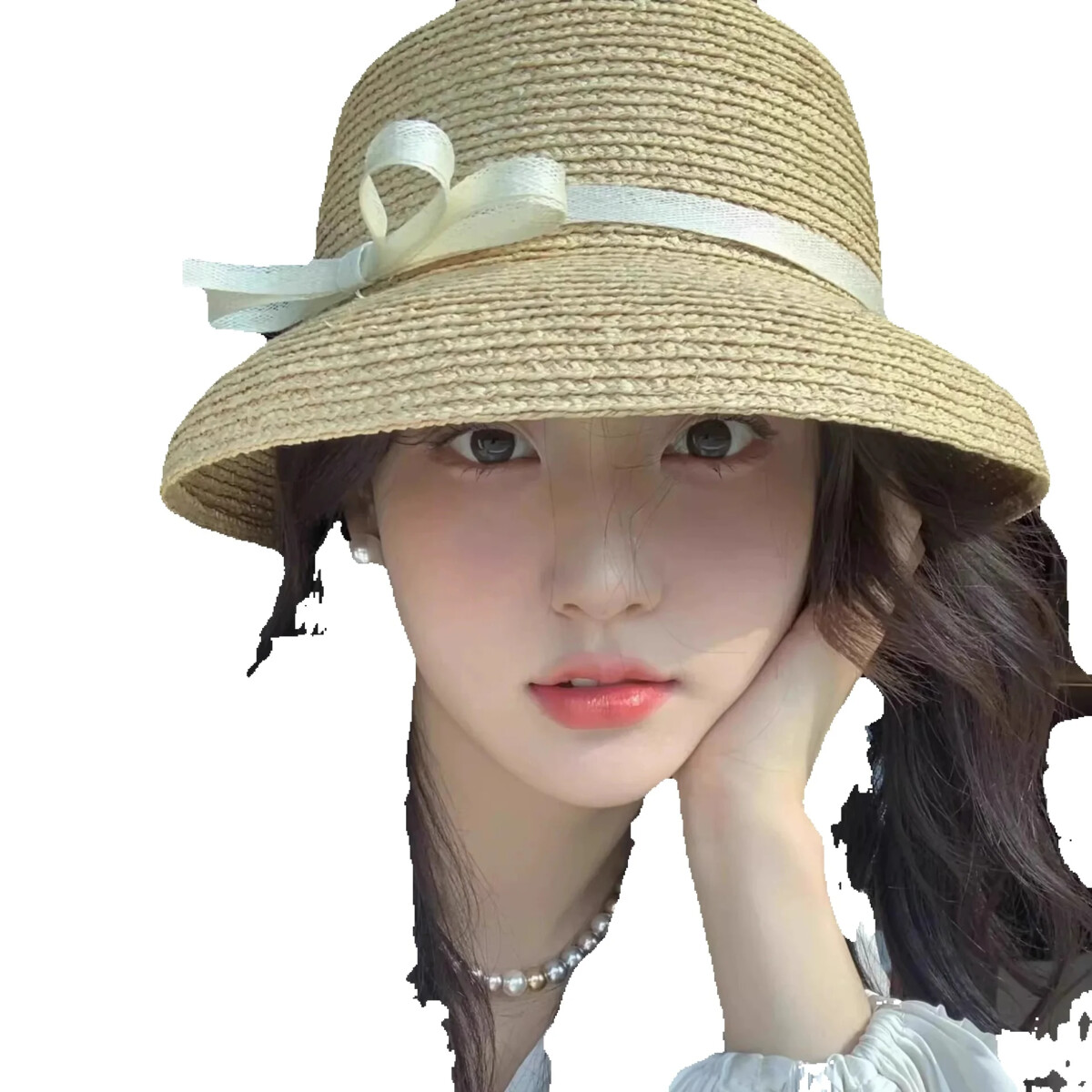 Hepburn-style Natural Raffia Bow Hat, Specially Designed For Women To Protect Themselves From The Sun When Going Out In Summer_voghion.com