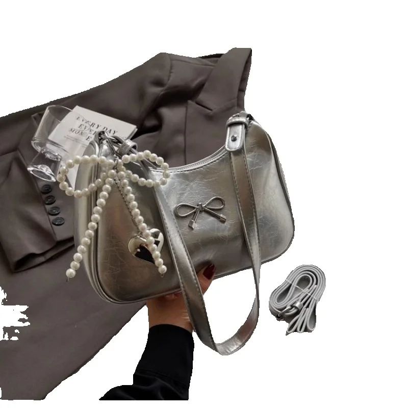 Genuine Leather Exquisite Bow-shaped Long Handbag, Specially Designed For Women, 2025 Autumn And Winter New Style, Single Shoulder Strap, Fashionable_voghion.com