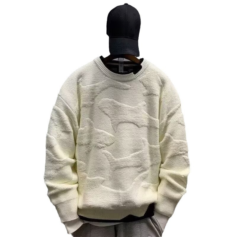 Neuer Rundhalspullover Weihnachtsstrickpullover Herren rot Winter Neujahr locker trendige Marke warmer Wollpullover_voghion.com