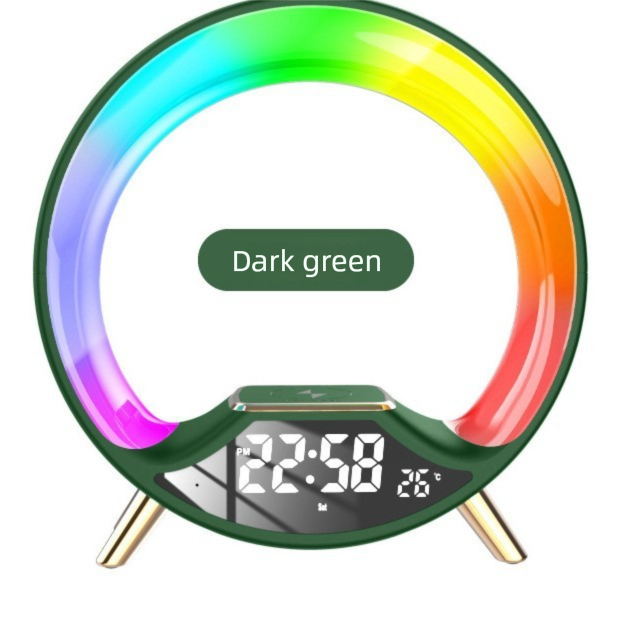 Smart Wireless Charging Bedside Ornament Alarm Clock Wake-Up New Multifunctional Colorful Night Light Bluetooth Speaker_voghion.com