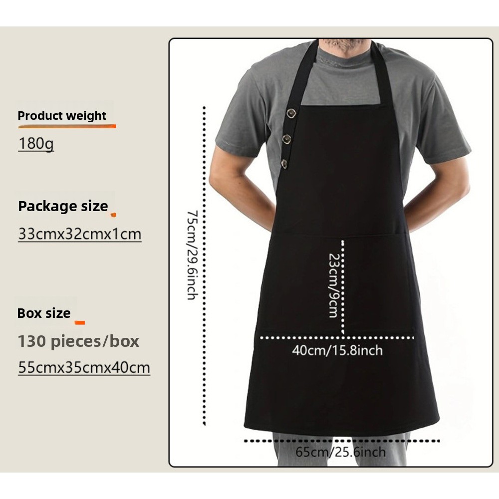 Cross-Border Kitchen Cooking Neck Hanging Adjustable Unisex Large Pocket Work Apron Customizable_voghion.com