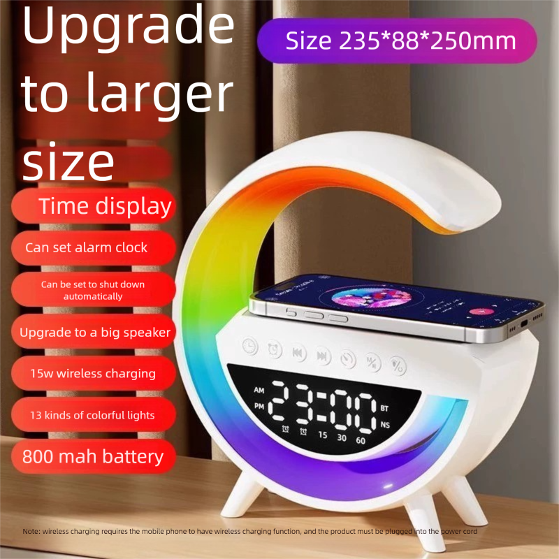 Bluetooth Wireless Charging Multi-Function Atmosphere Night Light Alarm Birthday Gift Speaker Moonlight Home Clock_voghion.com