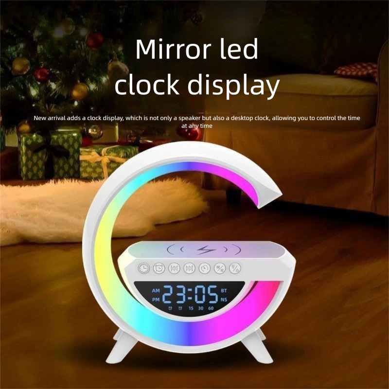 Bluetooth Wireless Charging Multi-Function Atmosphere Night Light Alarm Birthday Gift Speaker Moonlight Home Clock_voghion.com