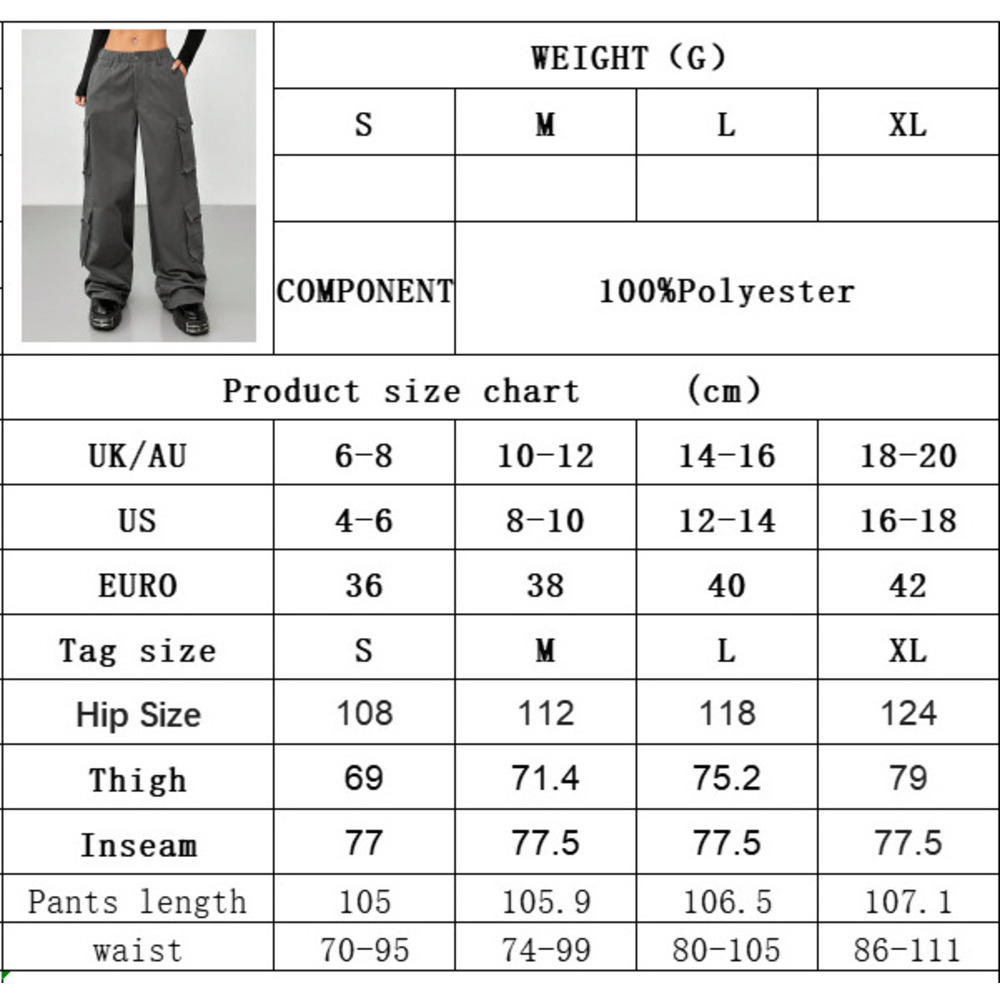 2025 Spring/Summer New Street Style Casual Elastic High Waist Wide Leg Cargo Pants_voghion.com