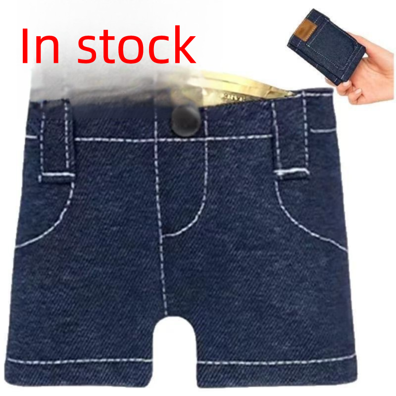 Mini Wallet Foldable Jeans Shape Coin Purse Card Holder_voghion.com