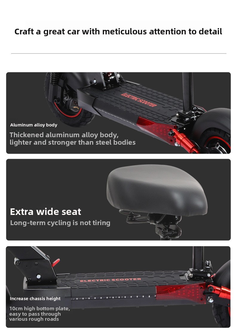 J01 Monopattino elettrico pieghevole fuoristrada con doppio assorbimento degli urti e sedile_voghion.com