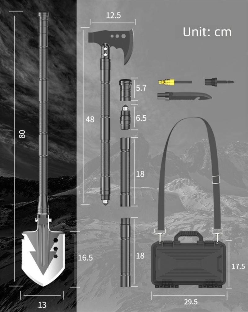 Multifunctional Outdoor Camping Folding Car-mounted Extended Military Shovel And Axe Set_voghion.com