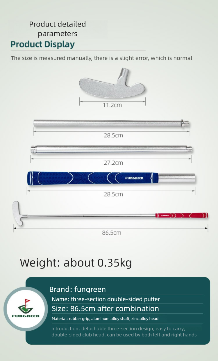 Three Section Clubs Aluminum Alloy Portable Beginner Practice Putter Golf Clubs_voghion.com