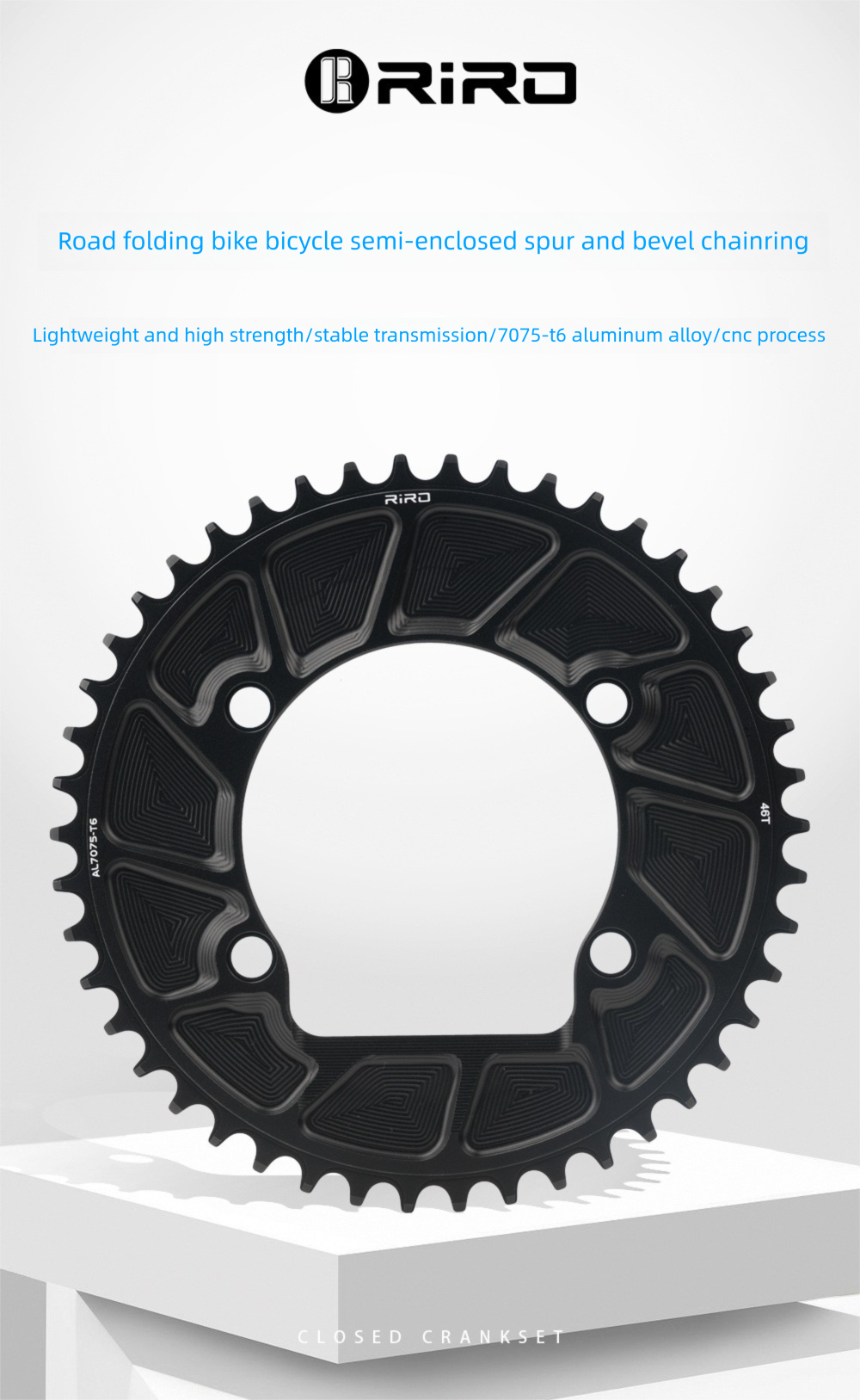 Plateau de vélo pliant scellé CNC en alliage d'aluminium 110BCD simple positif et négatif RIRO Road_voghion.com