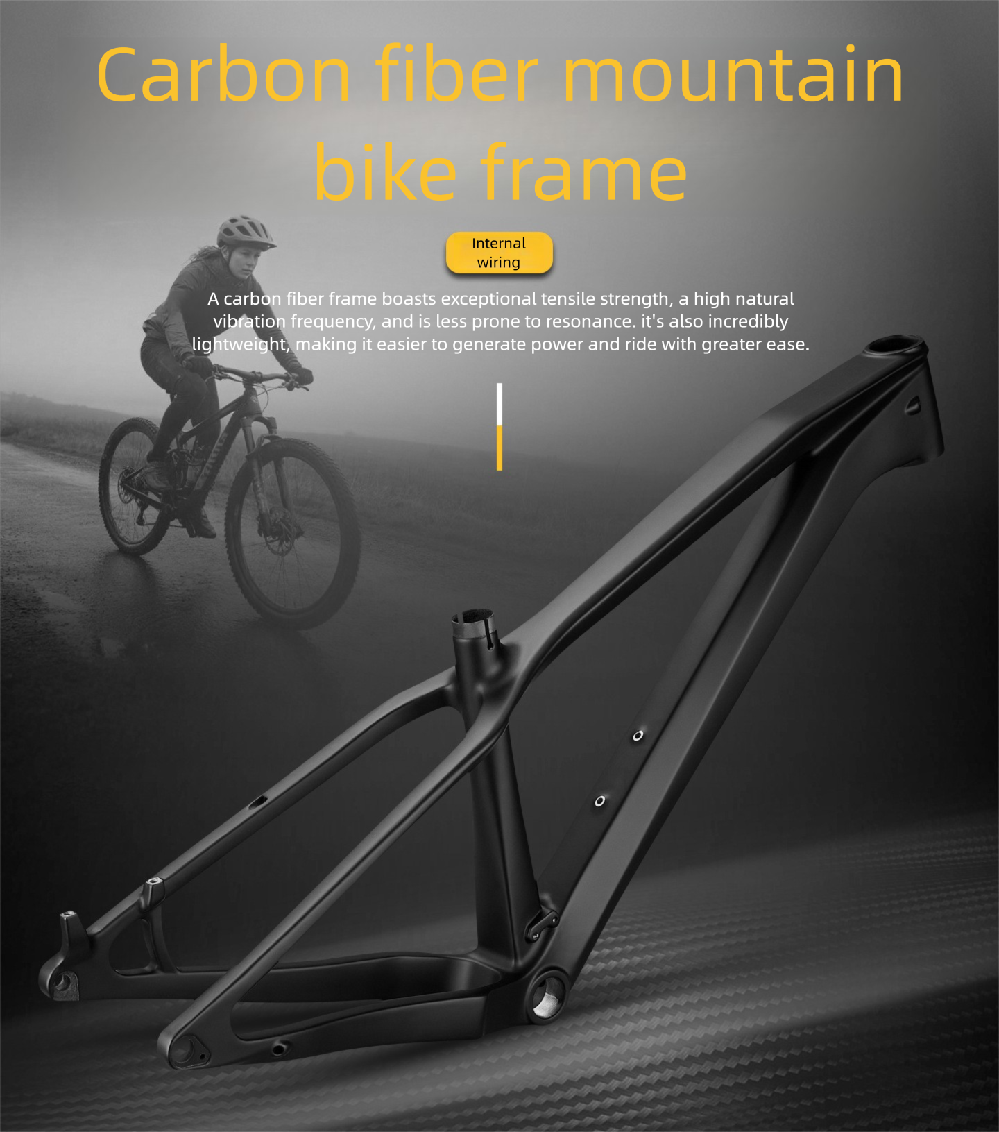 Telaio da arrampicata fuoristrada con passaggio cavi interno per mountain bike in fibra di carbonio_voghion.com