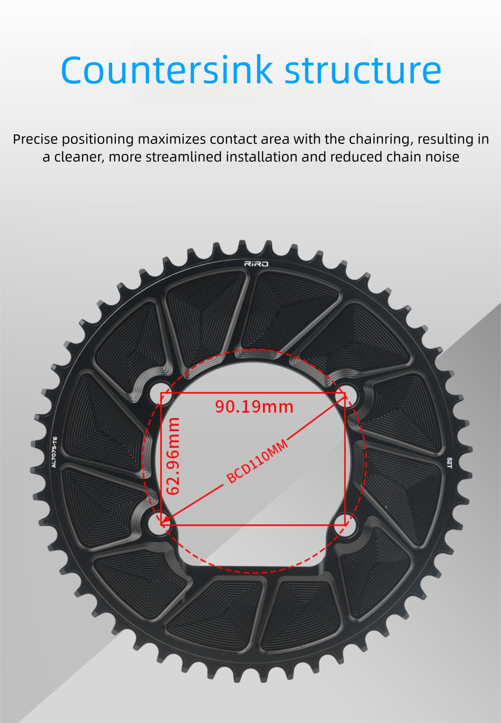 Plateau de vélo pliant scellé CNC en alliage d'aluminium 110BCD simple positif et négatif RIRO Road_voghion.com