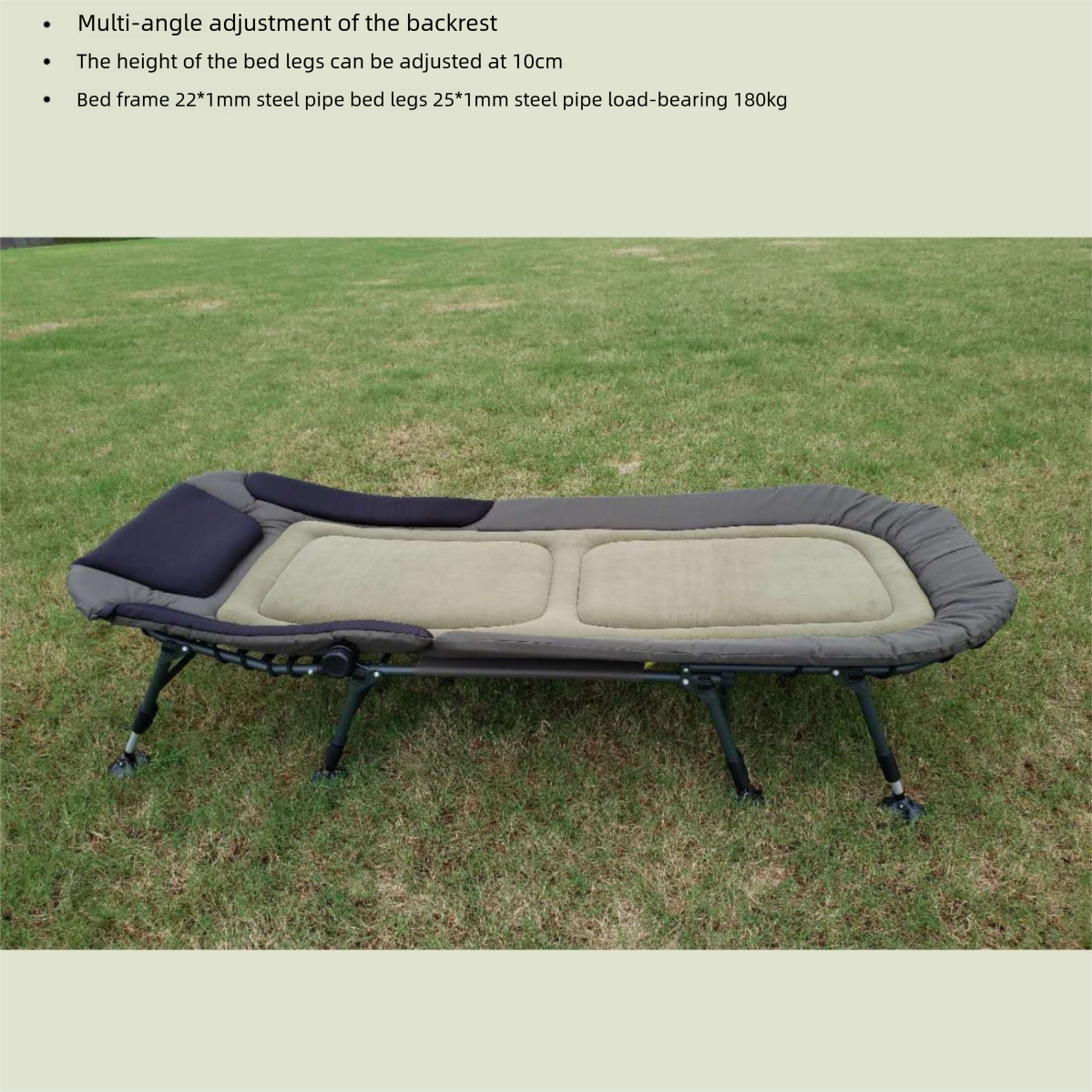 Lit d'extérieur extra-large pliable tout-terrain de style européen, réglable en hauteur, pour la pause déjeuner_voghion.com