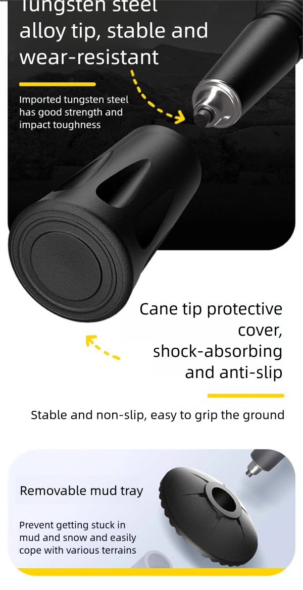Shock Absorbing High Strength Hiking Ultra Light Aluminum Alloy Three Four Section Curved Straight Handle Telescopic_voghion.com