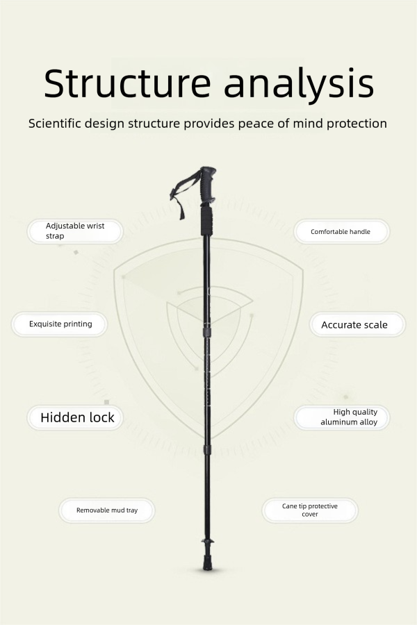 Shock Absorbing High Strength Hiking Ultra Light Aluminum Alloy Three Four Section Curved Straight Handle Telescopic_voghion.com